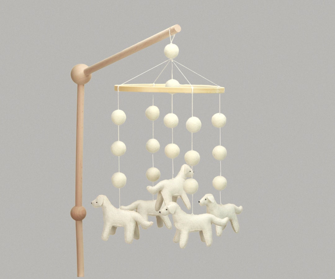 All Creamy Puppies Baby Crib Nursery Mobile, Puppy Mobile, Retriever