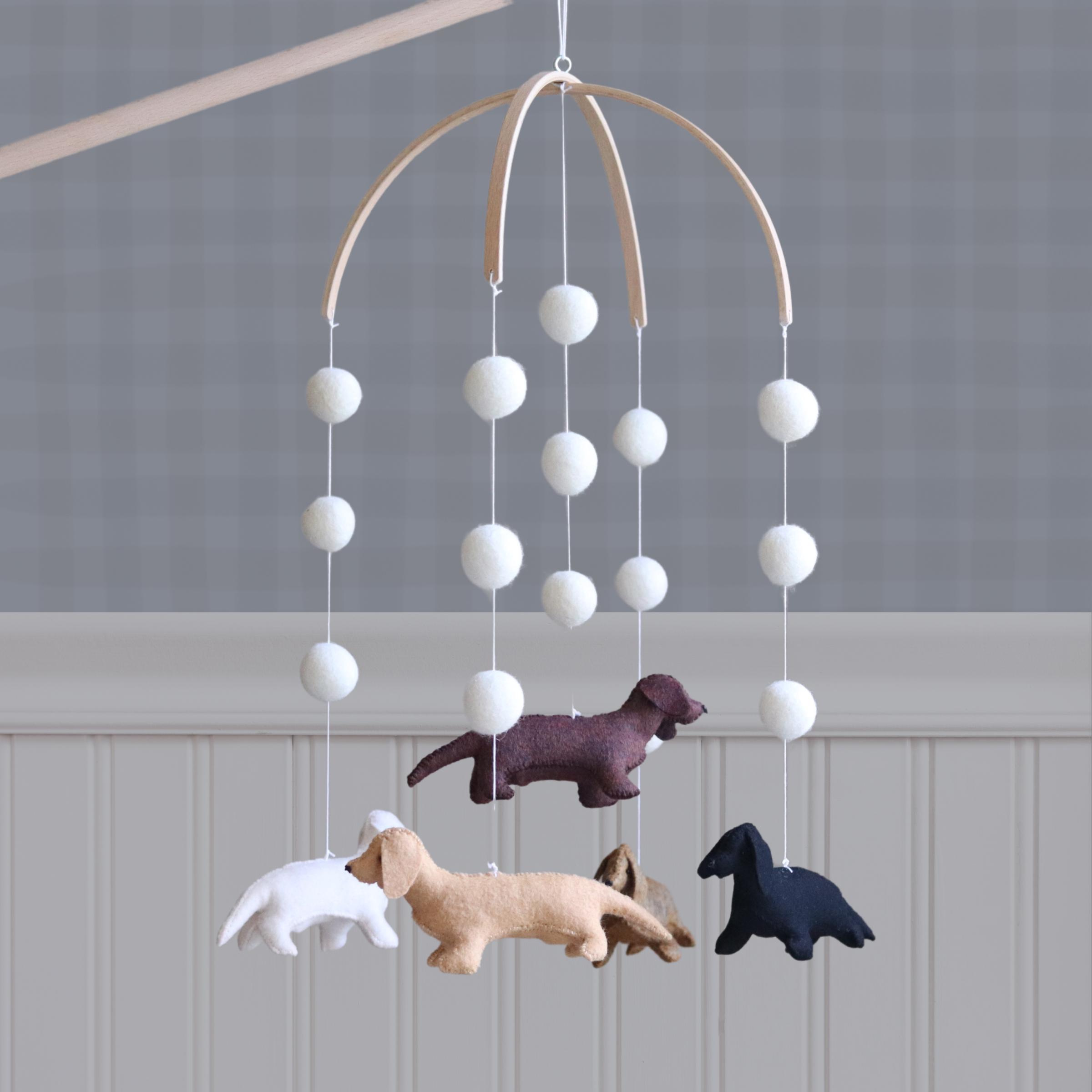 Dachshund Baby Mobile: Handmade Felt Wiener Dogs, Nursery Decor - Etsy