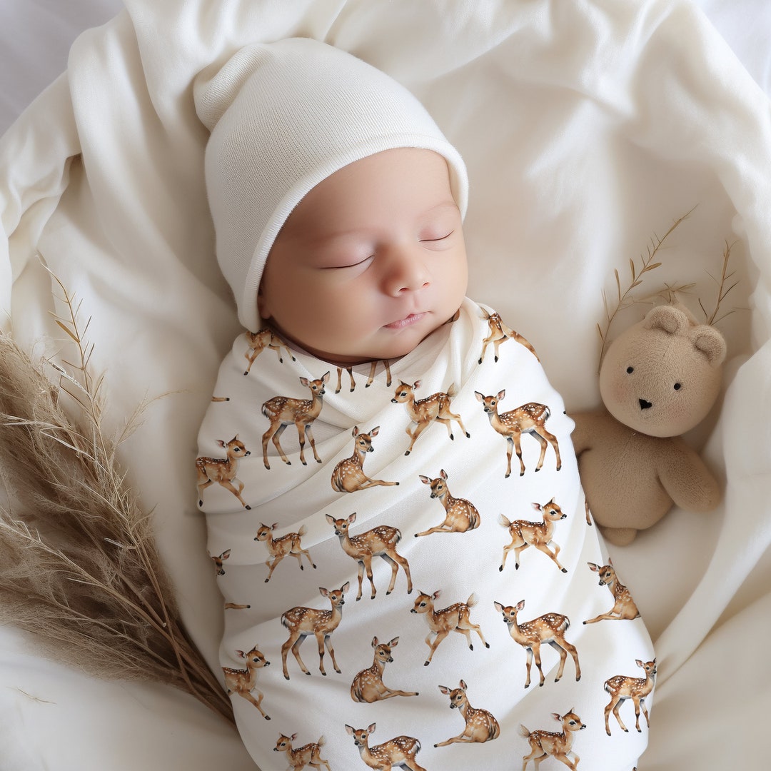 Deer Swaddle Blanket, Baby Gift, Forest Nursery, Fairytale Nursery