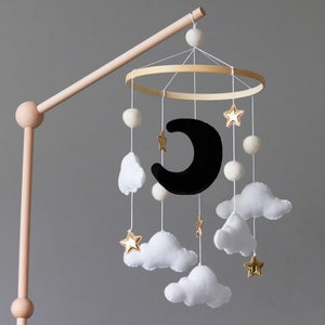Dreamy Space Baby Crib Mobile with moon, cloud, and stars gender neutral baby shower gift minimalist magical astrology solar system image 9
