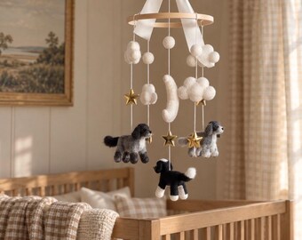 CUSTOM Dog Nursery Mobile, puppy mobile, puppy decor, baby shower gift, Pet Portrait.