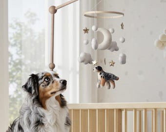 CUSTOM Dog Nursery Mobile, puppy mobile, puppy decor, baby shower gift, Pet Portrait.