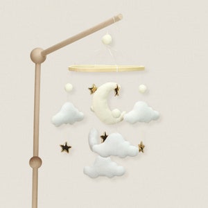 Dreamy Space Baby Crib Mobile with moon, cloud, and stars gender neutral baby shower gift minimalist magical astrology solar system image 2