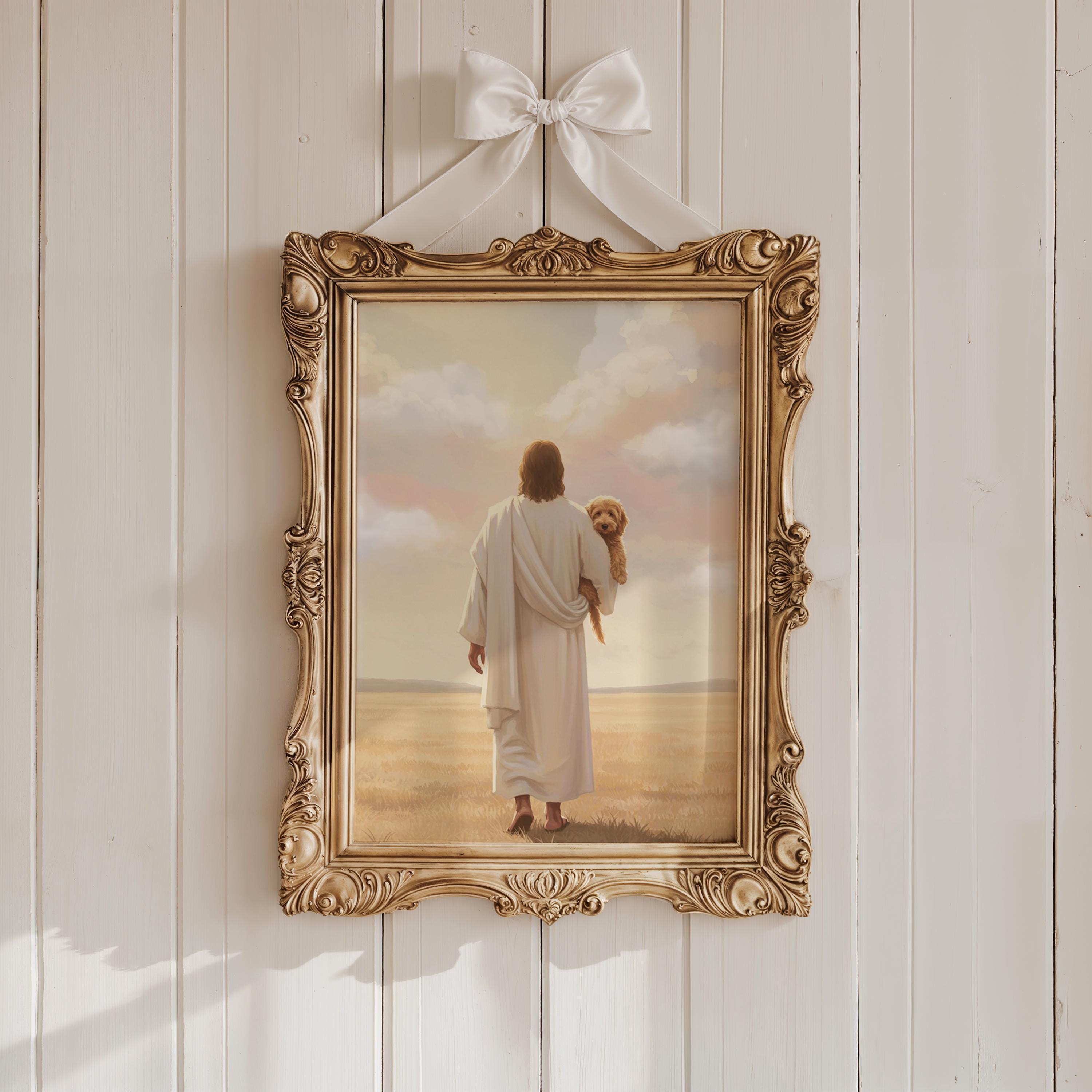 Jesus and Golden Doodle Art Print: Christian Dog Memorial (digital