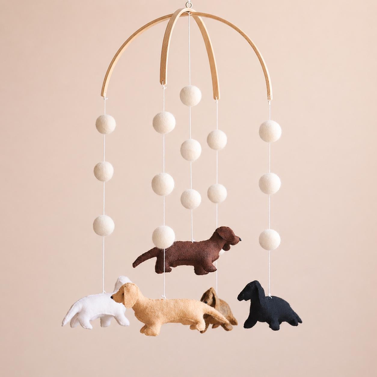 Dachshund Baby Mobile: Handmade Felt Wiener Dogs, Nursery Decor - Etsy