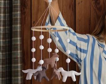 Dog Baby Mobile | Handmade Felt Puppy Baby Mobile | Neutral Nursery Mobile | Dog Nursery Decor | Baby Shower Gift