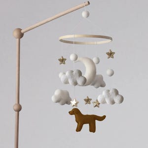 Dreamy Dog Baby Mobile - Minimalistic - Dog Mom - Puppy - Labrador - Retriever- Baby Shower Gift - Nursery Decor - Baby Girl Boy - Moon