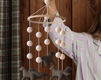 Black Lab Baby Mobile: Custom Colors, Felt Puppy Nursery Decor