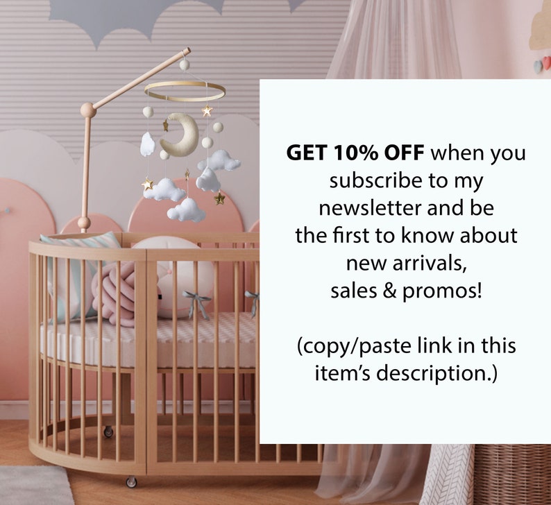 Dreamy Space Baby Crib Mobile with moon, cloud, and stars gender neutral baby shower gift minimalist magical astrology solar system image 10