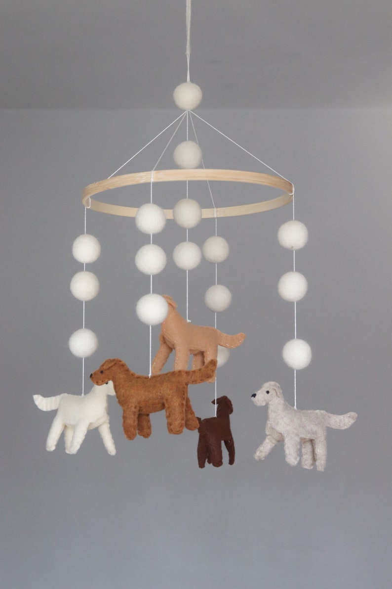 Puppies Baby Crib Nursery Mobile Puppy Mobile Retriever Etsy
