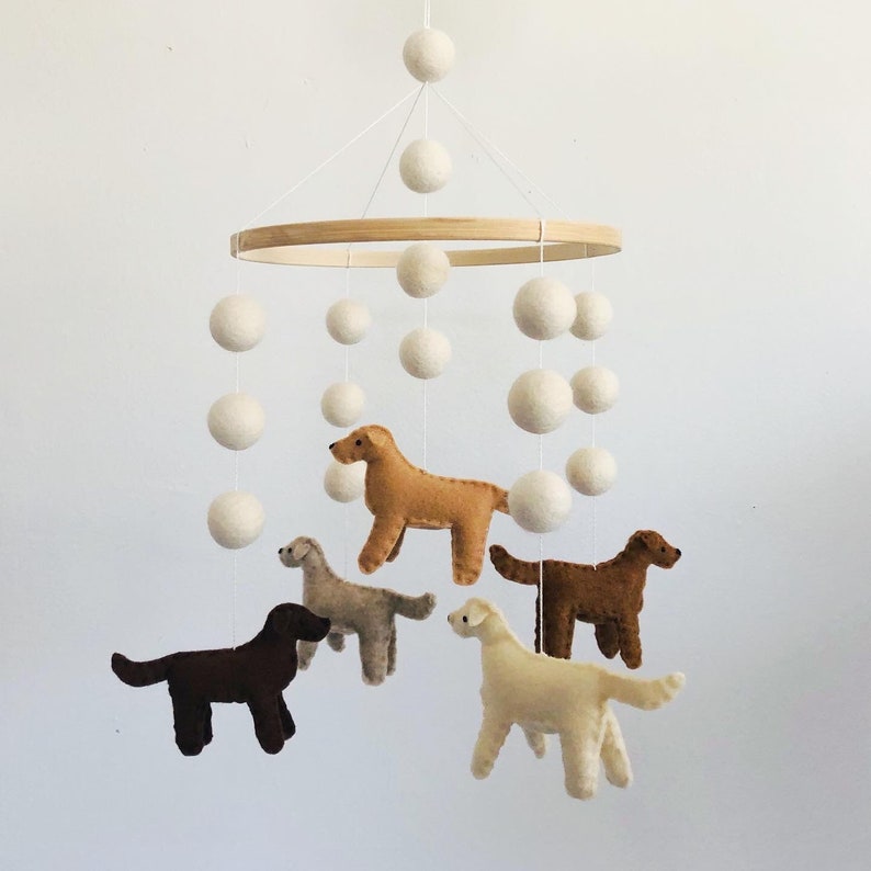 Puppies Baby Crib Nursery Mobile Puppy Mobile Retriever Etsy