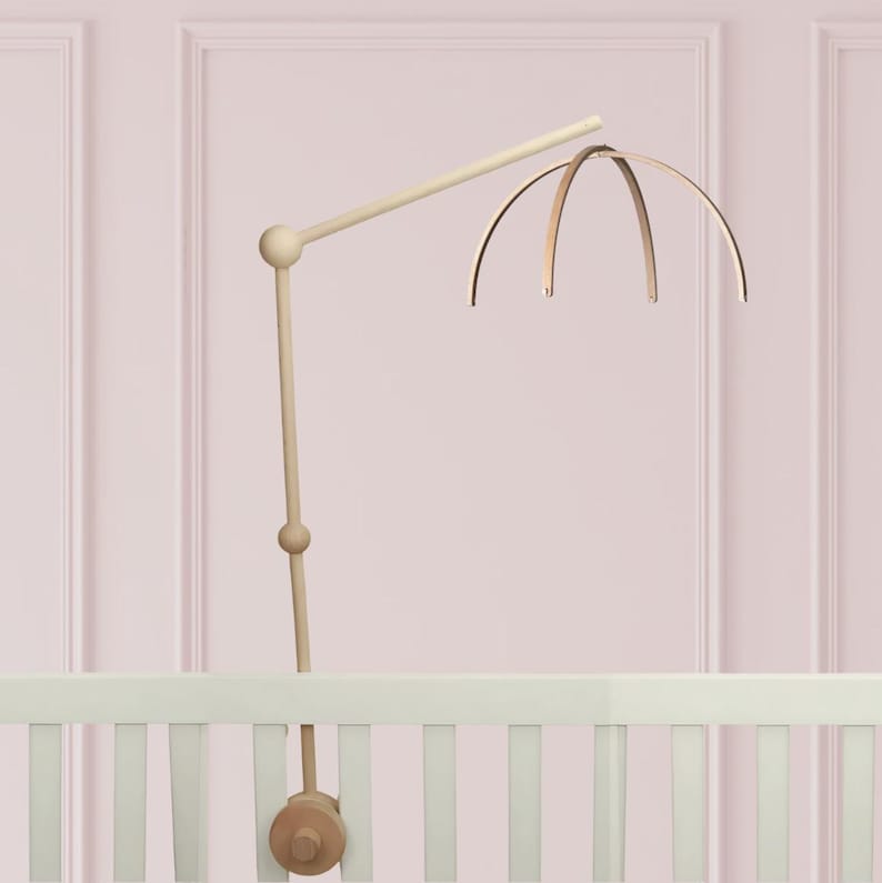 Beech Wood Arch Baby Mobile Hanger - 10 Inch Crib Mobile Frame FRAME + CRIB STAND