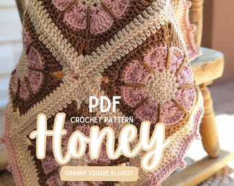 Honey Granny Square Blanket Pattern | Crochet Pattern | Modern Granny Square Pattern | Honey Granny Square | PDF Download Only