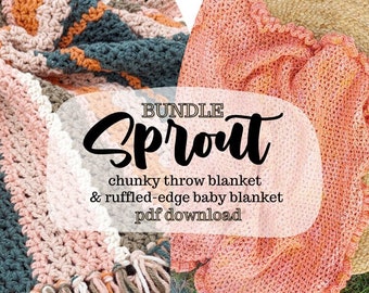 PATTERN BUNDLE Sprout Chunky Throw and Baby Sprout Blanket Pattern | Crochet Pattern | PDF Download Only