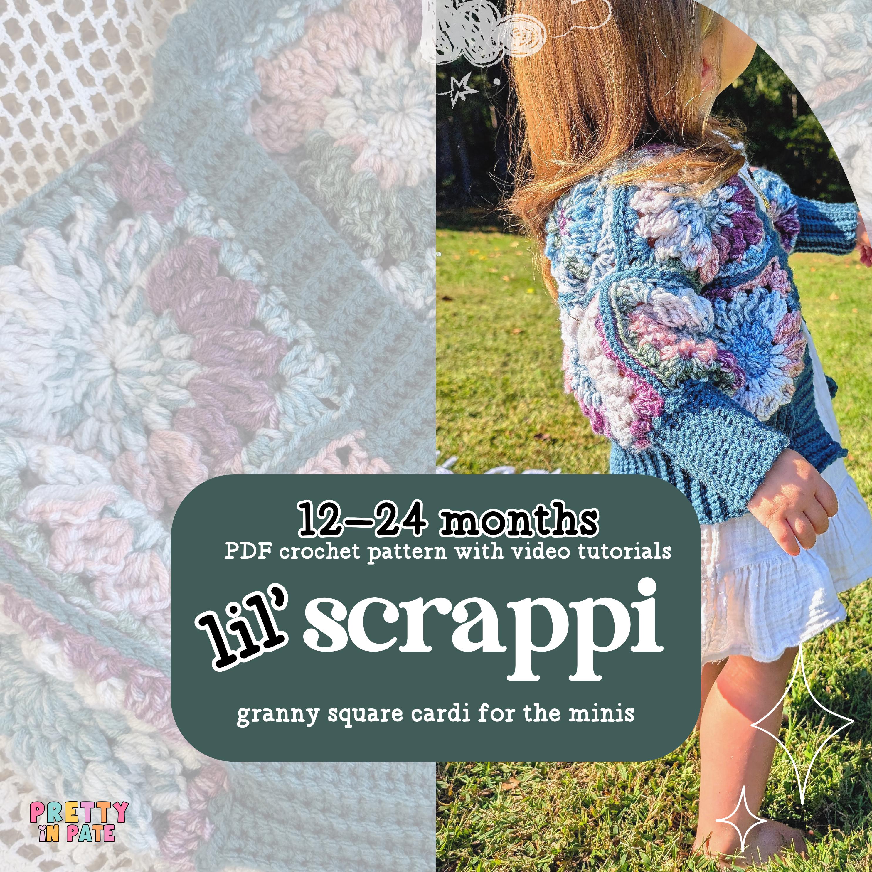 Lil' Scrappi Cardi Crochet Pattern | Granny Square Cardigan Ages