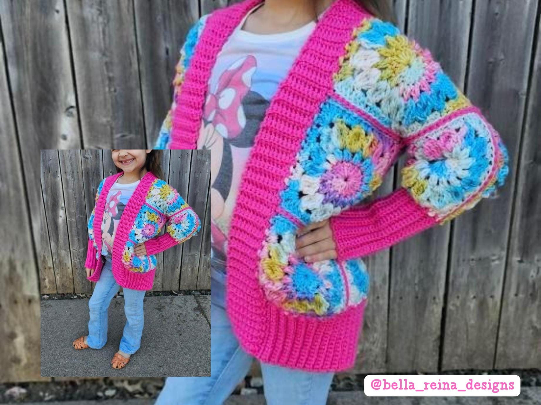 Lil' Scrappi Cardi Crochet Pattern | Granny Square Cardigan Ages 5