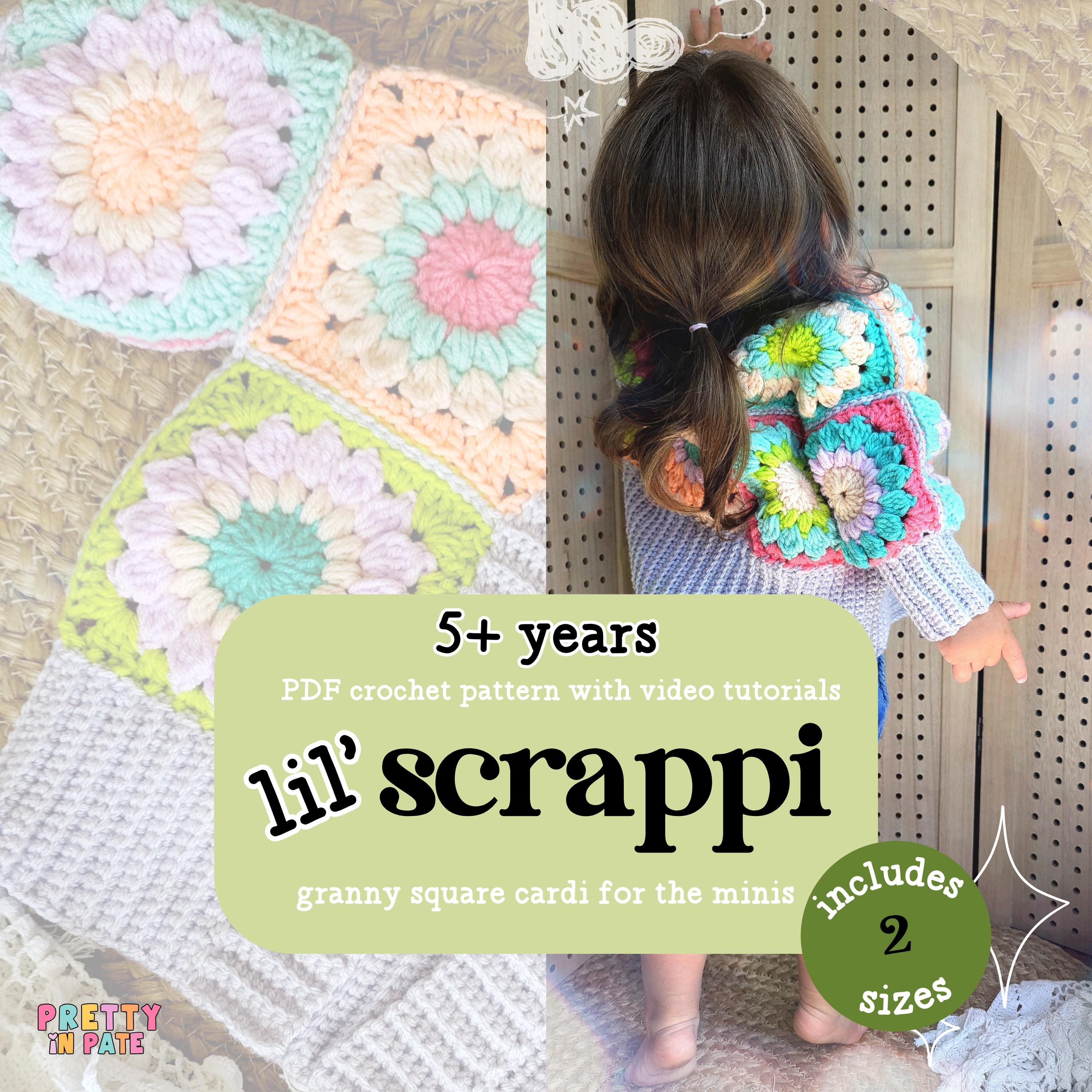 Lil' Scrappi Cardi Crochet Pattern | Granny Square Cardigan Ages 5