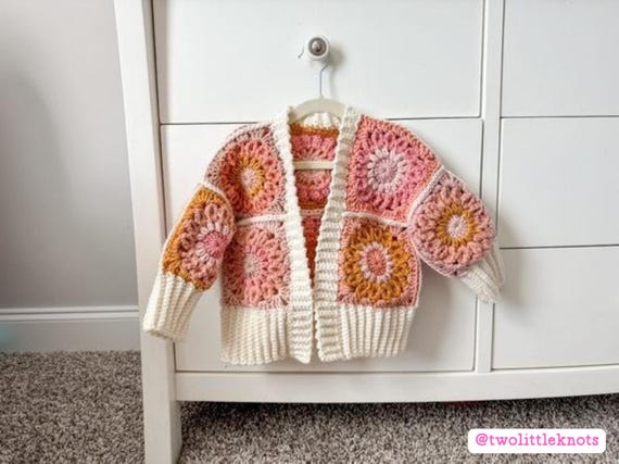 Lil' Scrappi Cardi Crochet Pattern | Granny Square Cardigan Ages 3
