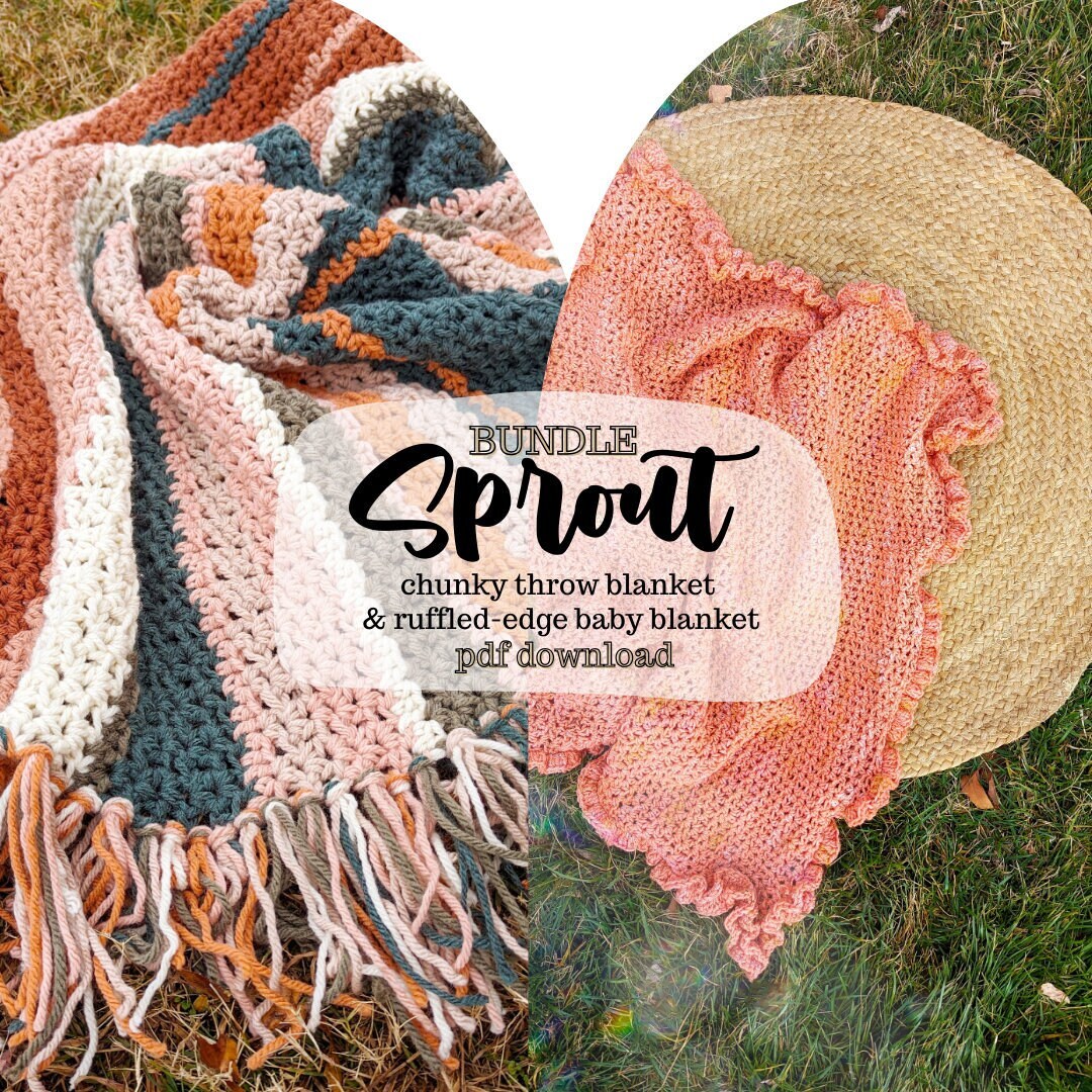 PATTERN BUNDLE Sprout Chunky Throw and Baby Sprout Blanket Pattern | Crochet Pattern | PDF Download Only