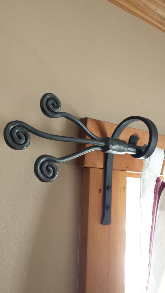 Black Iron Finialshand Forgedwrought Iron Curtain Rods Etsy