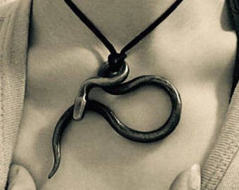 black iron,snake pendant,steampunk,serpent necklace