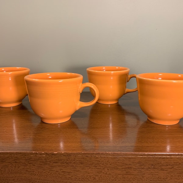 Fiestaware tangerine teacups set of four