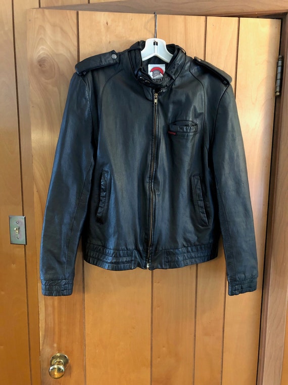 Vintage Members Only Style Spartan Leather Jacket Size 44 1980 S Short Length