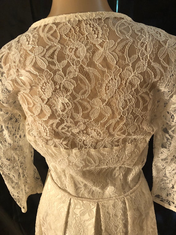 Vintage ivory lace overlay 50’s wedding dress - image 5