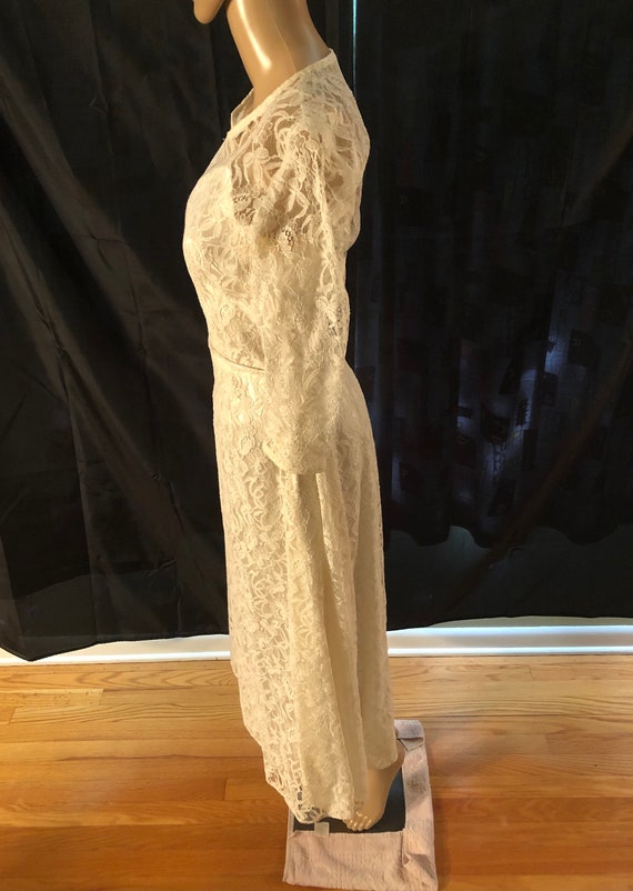 Vintage ivory lace overlay 50’s wedding dress - image 3