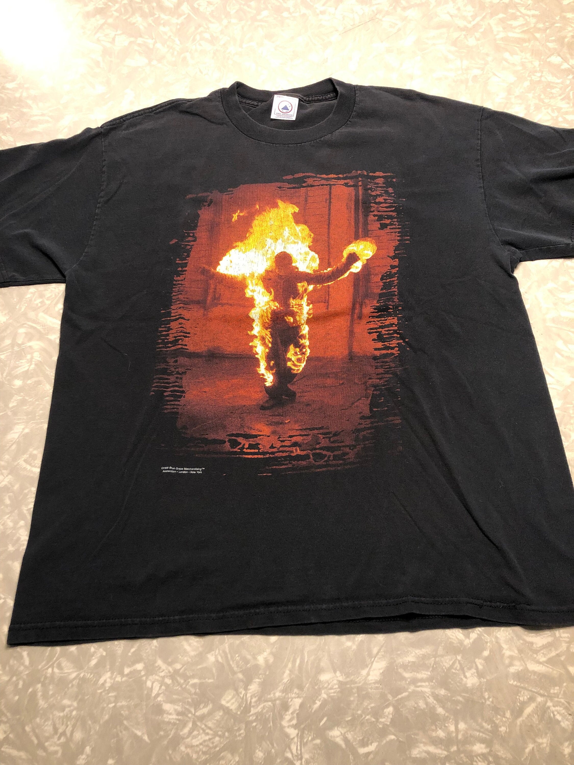 Rammstein 1998 Burning Man T Shirt Rare Blue Grapes Men's Large 44