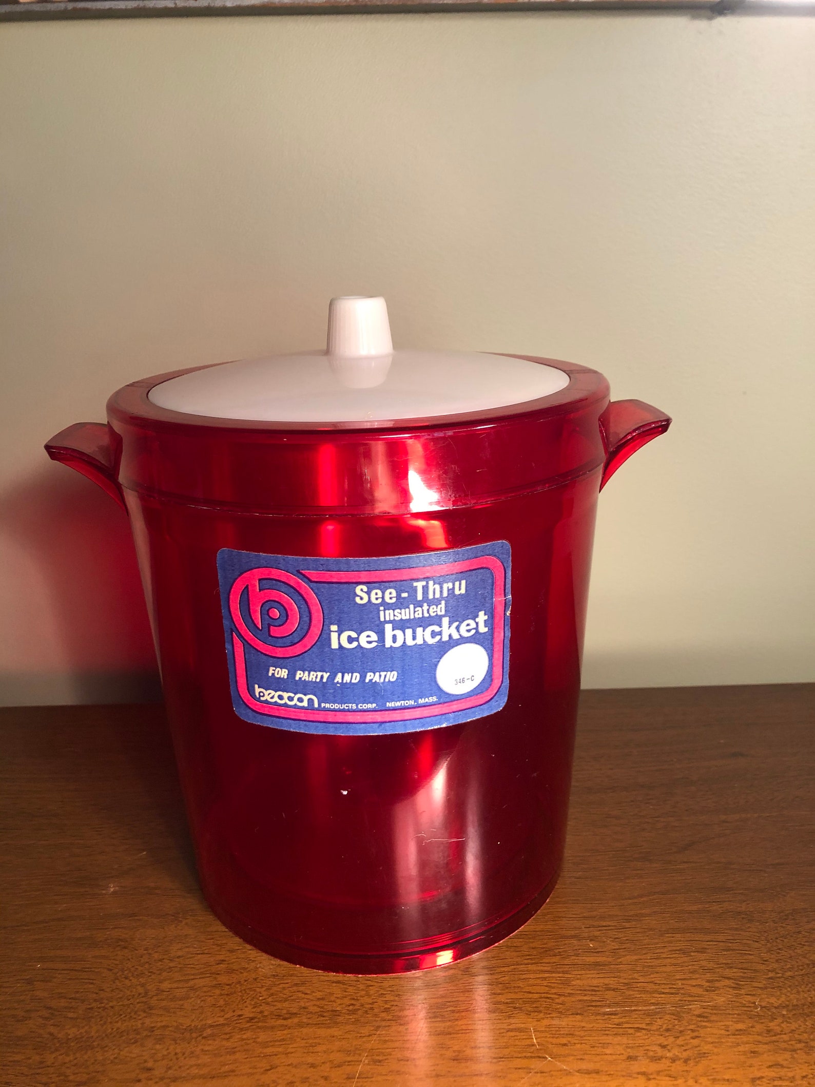 Vintage Beacon Plastics Clear Red Plastic Ice Bucket Etsy