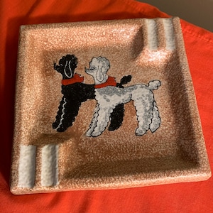 Ceramic poodle ashtray or trinket dish