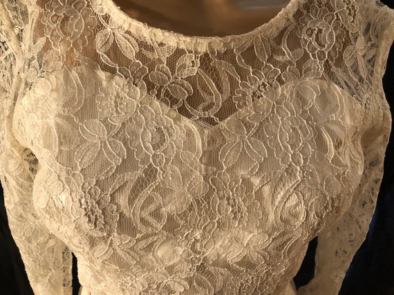 Vintage ivory lace overlay 50’s wedding dress - image 6