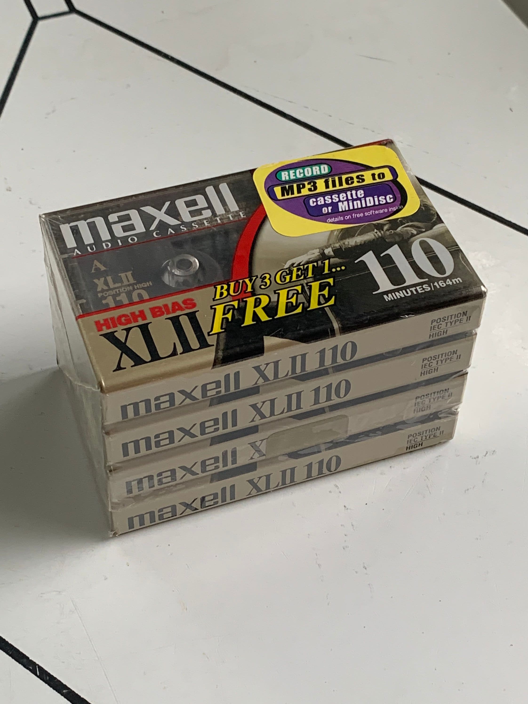 Maxell XLll 110 audio cassettes 4 pack