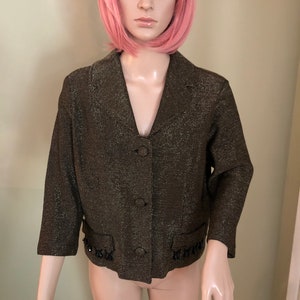 Vintage metallic sheen Jackie O style cropped jacket