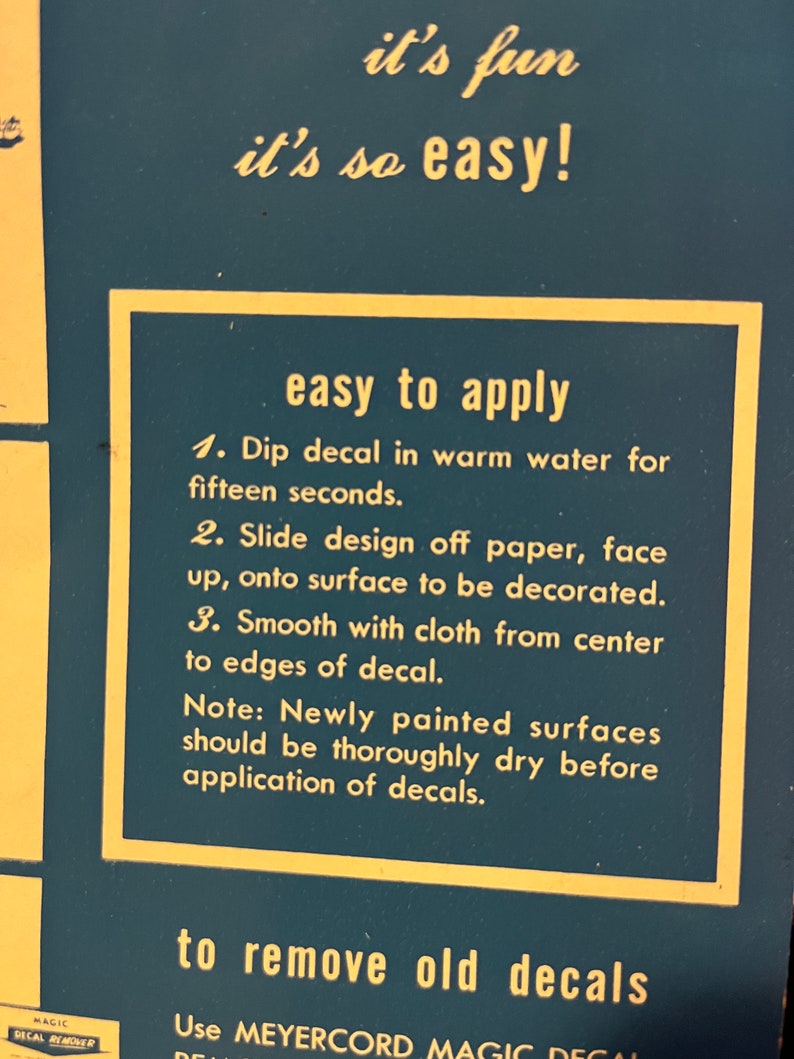 Meyercord Water Slide Decals Out of Package Please Read Etsy