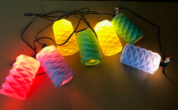Unused Usa Vintage Party Patio Lanterns Blow Mold 13ft String