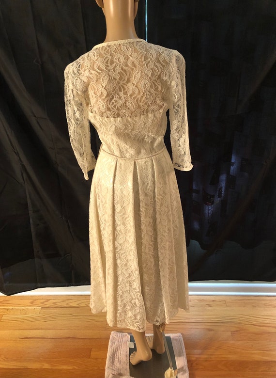 Vintage ivory lace overlay 50’s wedding dress - image 4
