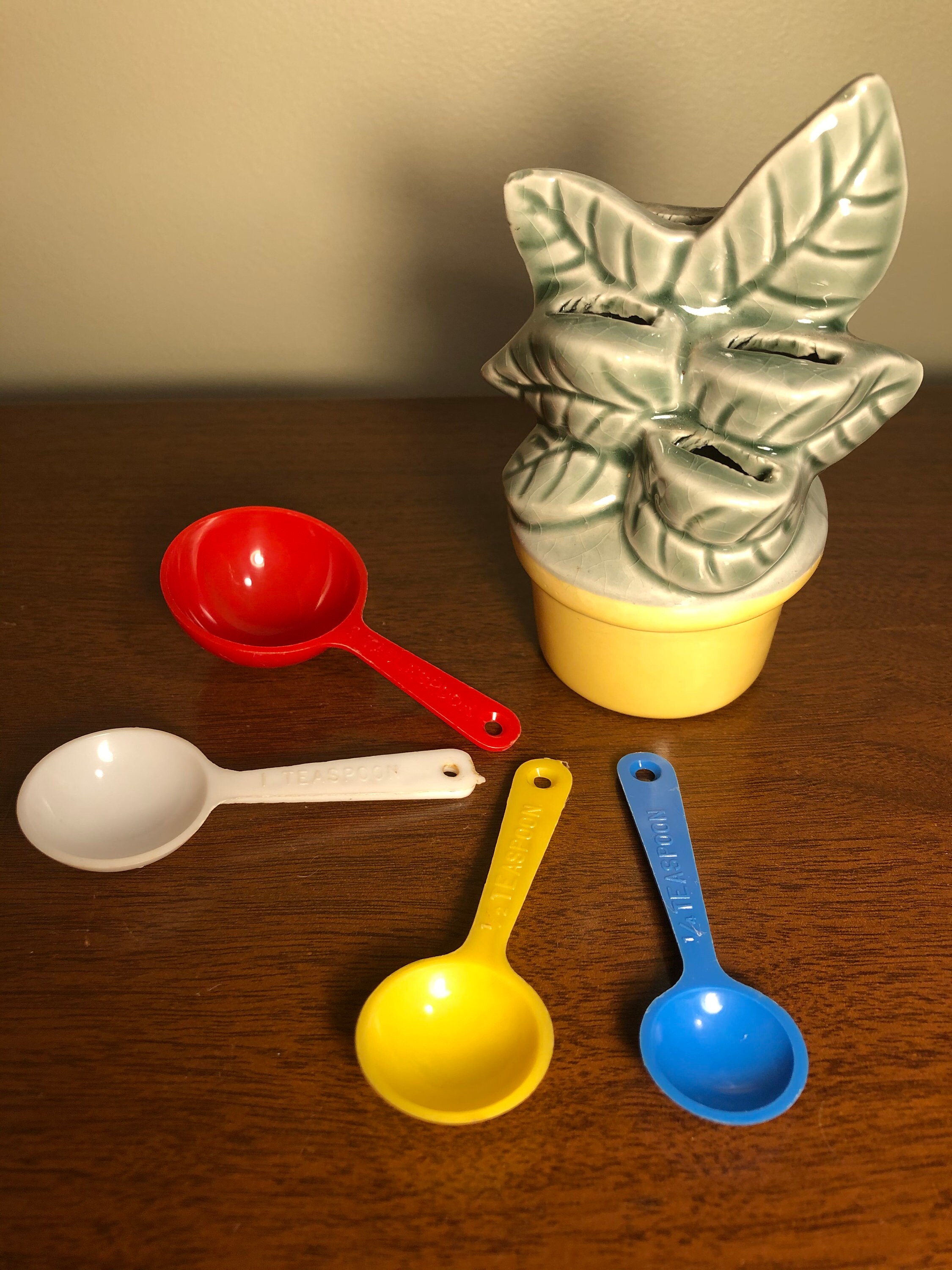 Vintage ceramic measuring spoon holder with spoons Cardinal Etsy