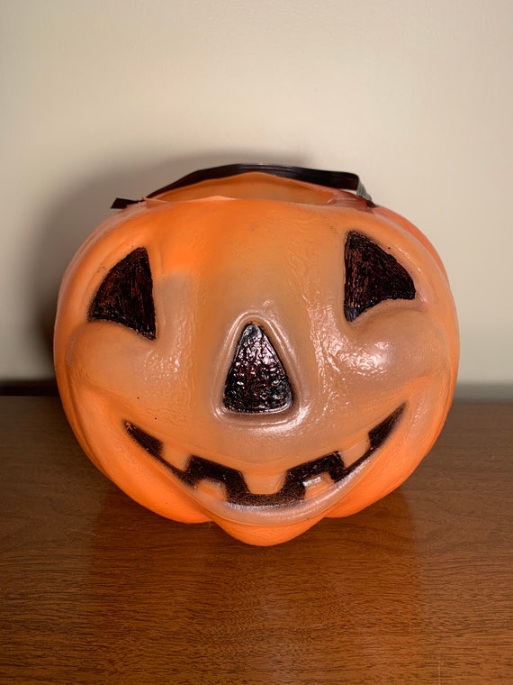 Rare Halloween Jack O Lantern candy pail blow mold Gem