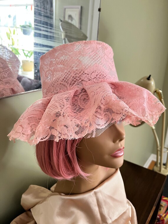 Vintage 70s Pink Lace Boho Hat Perfect 