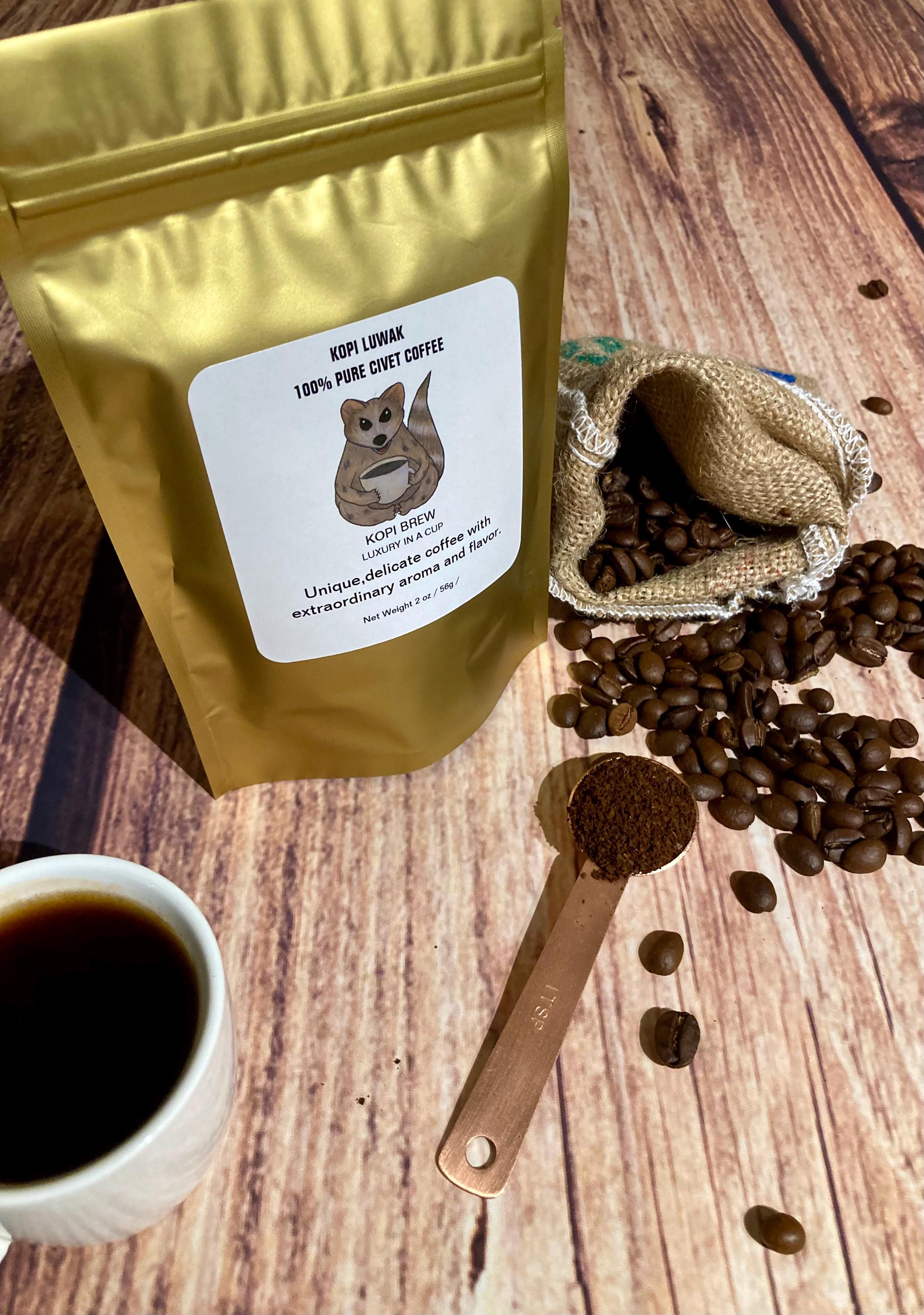 100% Pure Kopi Luwak Ground Coffee 2 Oz (56 G) - Etsy UK