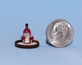 1:24 scale * 1/2 inch scale dollhouse miniature-Red wine on a tray