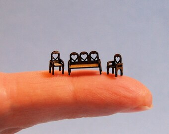 1/144th inch scale miniature-Heart Bench & Chairs