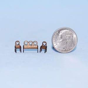 1:144 Scale * 1/144th Inch Scale Miniature-heart Bench & Chairs - Etsy