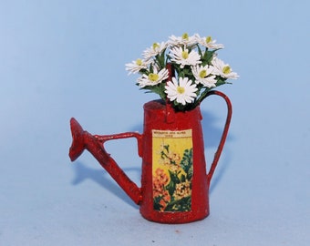 1:12 scale * 1 inch scale dollhouse miniature-Daisies in watering can