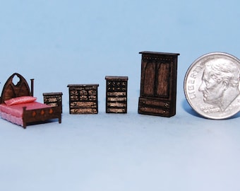 1:144 scale * 1/144th inch scale dollhouse miniature-Gothic Bedroom