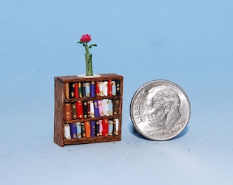 1:48 scale * 1/4 inch scale dollhouse miniature-Bookcase with books