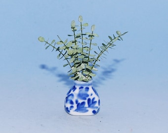 1:12 scale * 1 inch scale dollhouse miniature-Eucalyptus Branches in a Vase