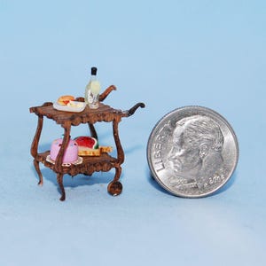 1:48 scale * 1/4 inch scale dollhouse miniature-Decorated Tea Cart